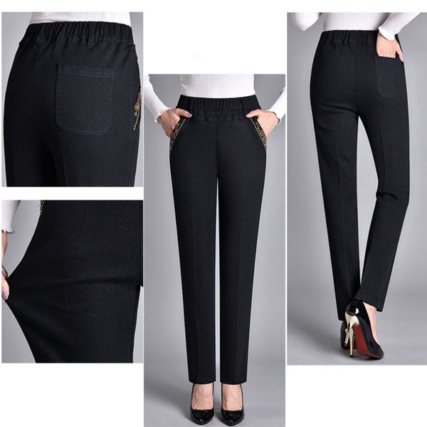 Zwart - Damesjeans Met zijzakken En Elastische taille